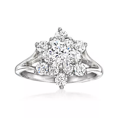 Vintage 1.50 Ct. T.w. Diamond Flower Ring In 18kt White Gold. Size 5 • $4495