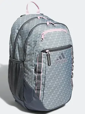 ADIDAS EXCEL 6 19  LARGE DURABLE Backpack School Laptop Bag GREY PINK $65 NWT • $43.95