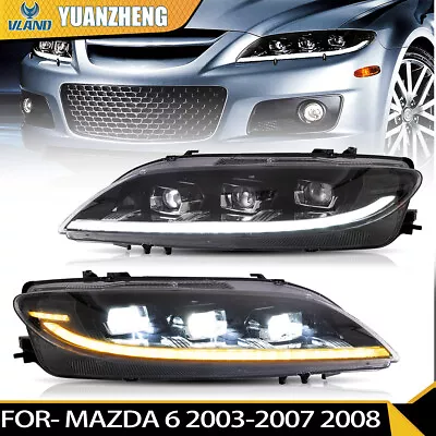 Black 2003-2006 Mazda 6 Mazda6 Hatchback/Wagon LED Halo DRL Projector Headlights • $314.50