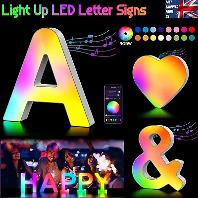 USB Light Up LED Marquee Letter Signs Colorful Alphabet Sign Lights Party Decors • £23.94