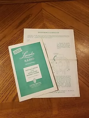 Vintage Lincoln Mercury Car Radio Receiver Owner's Manual Part # 8-H-18805-A • $17.99