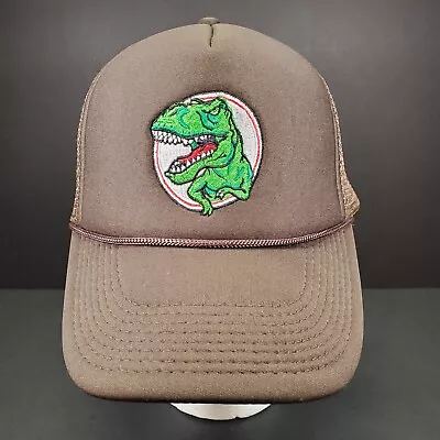 T-Rex Snapback Trucker Hat Cap Baseball Tyrannosaurus Dinosaur Nissin Brown Foam • $14.98