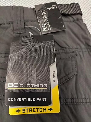 BC Clothing Co. Men's Relaxed Fit Stretch Convertible Pants Pockets Gray XL X 30 • $24.99