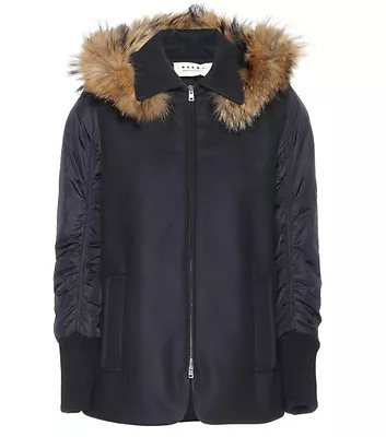 MARNI Gray Raccoon Fur Trimmed Felt & Down Jacket Coat IT42  US 6 UK10 NEW$2.5K • $777.77