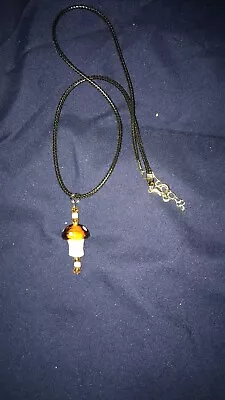 Glass Mushroom Beaded Pendant Necklace New Handmade • $8