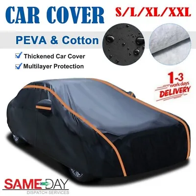 Waterproof 6 Layer Car Cover Heavy Duty Cotton Lined UV Protection - Size Large • £19.99