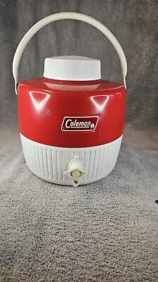 Vintage Coleman 1 Gallon Round Camping Water Jug Cooler With Spigot And Cup  • $24