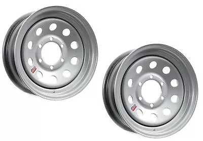 2-Pk Trailer Rims Wheels 15 X 6 In. Modular Design 6 Bolt Hole 5.5 In. OC Silver • $119.97