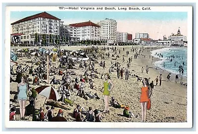C1920 Hotel Virginia Beach Swimsuit Exterior Long Beach California CA Postcard • $14.98
