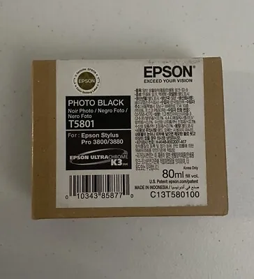 EXPIRED March 2021 - Epson Photo Black Ink 3800 3880 New T5801 Genuine • $56.99