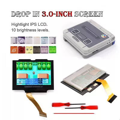 Easy To Install Drop In GBA SP 3.0  Original Size IPS LCD For Gameboy ADVANCE SP • £53.47
