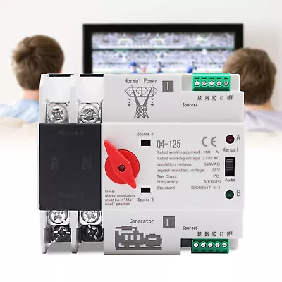 £30.50 • Buy  Automatic Transfer Switch Dual Power Generator Changeover Switch 220V 2P 100A 