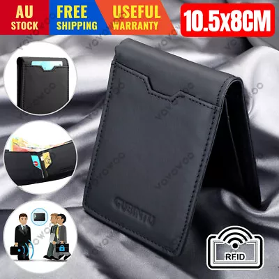 $12.45 • Buy Bifold Credit Card Holder Genuine Leather Wallet Slim Mens RFID Blocking Purse