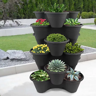 Strawberry Planters Stackable Garden Vertical Outdoor Plant Pot Flower Herbs Box • £9.99