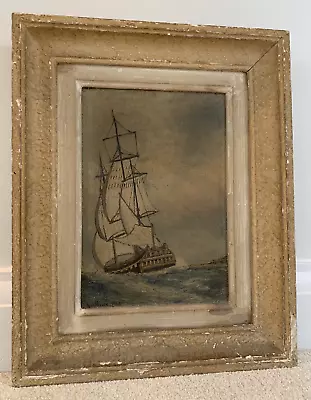 Antique 'Caravelle' Oil On Canvas Painting Guillaume Fernand France 1948 • £149