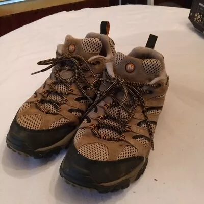 Merrell Shoes Men's 9.5 Moab Vent Walnut Hiking Brown Leather Vibram J86595W • $14.99