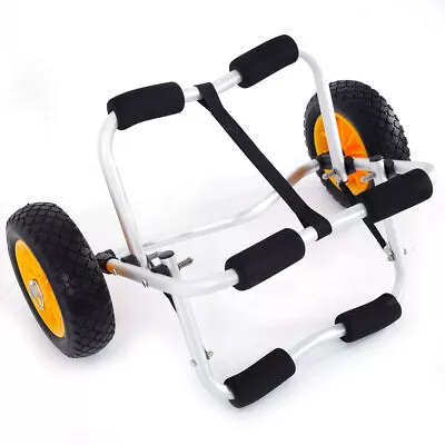 Aluminum Bend Kayak Carrier Boat Canoe Dolly Trailer Tote Trolley Wheels Sliver • £38.99