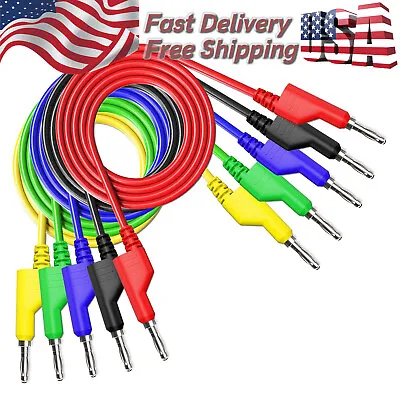 Cleqee 5PCS Stackable Banana To Banana Plug Test Lead Soft Cable For Multimeter • $16.49
