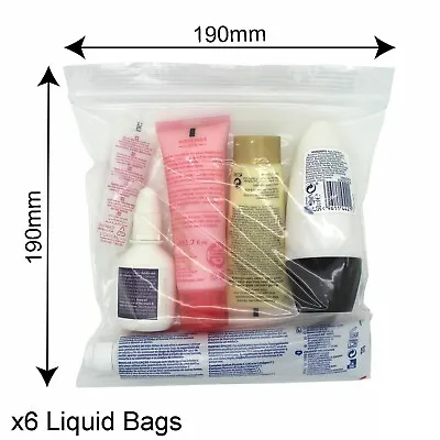 6X Airport Security Flight Air Liquid Bag Zip Clear Plastic Hand Luggage • £6.99