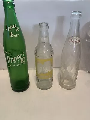 Vintage Soda Bottle Lot 1 Upper 10 1 Pepsi 1 Masons Root Beer Lot • $8