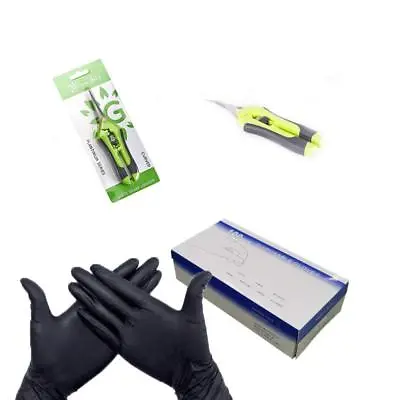 Hydroponic Latex Gloves & Curved Scissors Harvest Crops Gardening Herbs Buds • £16.95