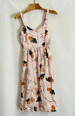 $23.99 • Buy Rachel Zoe Linen Dress Floral Sleeveless Adjustable Straps Pink Size 2  Pockets!