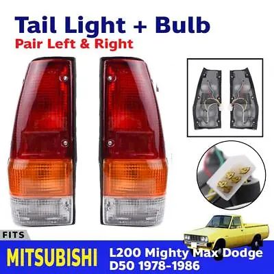 Pair Tail Light +Bulb Fits Mitsubishi L200 Mighty Max Dodge D50 Truck 1978-86 EZ • $87.13