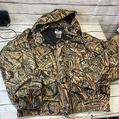 Vintage Mossy Oak Camo Jacket Mens Large Break Up Hooded Snap Up Hunting • $45