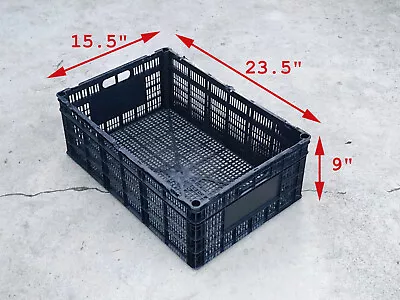 50 Black Plastic Stackable Stack On Crates Baskets Containers 23.5  X 15.5  X 9  • $160