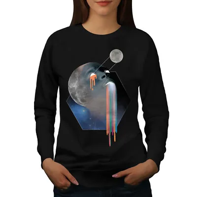 Wellcoda Moon Trendy Print Womens Sweatshirt Galaxy Casual Pullover Jumper • £22.99