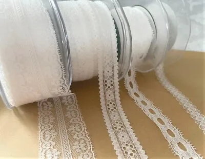 May Arts LACE Ribbon Wedding Nylon - 5 Designs & Various Oddment Lengths - Ivory • £2.25