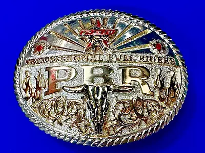 PBR Longhorn Skull Professional Rodeo Riders Montana Silversmiths Belt Buckle • $85