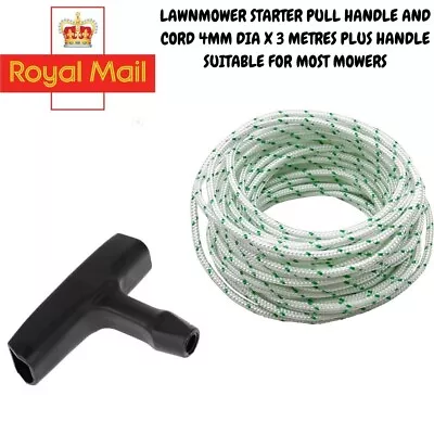 LAWNMOWER STARTER PULL HANDLE & CORD Mower Engine Petrol Starting Rope Line • £3.79