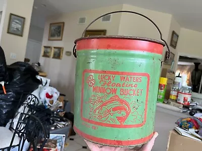 Vintage Green Red Lucky Waters Floating Minnow Bucket Style 88F As Found • $119