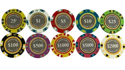 500 Smoked Monte Carlo Smooth 14 Gram Poker Chips Exclusive Select Your Denoms • $139.99