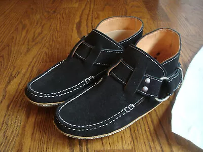 NEW QUODDY BLACK SUEDE RING MOCCASINS/ BOOTIES Size 7.5 B • £134.98