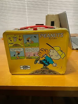 1965 Charlie Brown Snoopy Thermos Brand Metal Lunch Box Peanuts No Thermos • $35