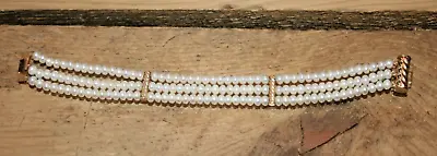 Vintage 14k Yellow Gold Multi Strand Pearl Bracelet 17g • $244.30