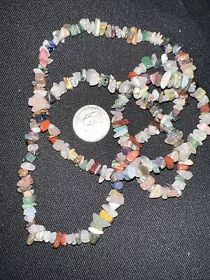 Long Strand Multi Gem Chips Necklace  • $10.88