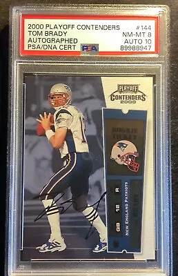 Tom Brady Psa 8 2000 Playoff Contenders #144 Rookie Ticket Auto • $21000