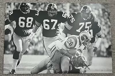 Jack Lambert Pittsburgh Steelers Steel Curtain Makes Tackle 12x18 B&W Photo • $8