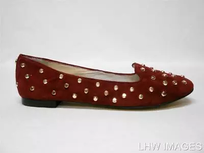 $165 Nib Michael By *michael Kors* Ailee Studded Suede Flats Cinnabar 10m *htf* • $79.99