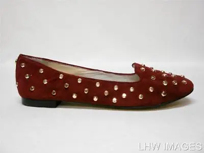 $165 Nib Michael By *michael Kors* Ailee Studded Suede Flats Cinnabar 8.0m *htf* • $79.99