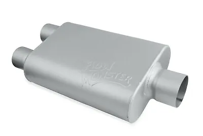 Flowmaster Flowmonster 2-Chamber Small Muffler 2.50 Dual Inlet Silver 425403-FM • $53.95