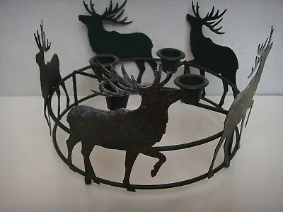 Moose Black Metal Candle Holder Rustic Cabin Lodge Christmas Decor NEW • $15.95