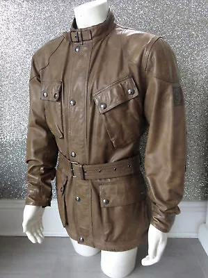 Belstaff Panther 1966 Mid Brown Leather Jacket IT 54 UK XXL 24  P2P • £465