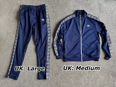 Retro Umbro Tracksuit Top (uk M) & Bottoms (uk L) Navy Blue Full Zip • £10.50