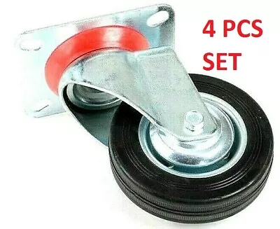 4  Swivel Caster Wheels Base Wheel With Bearings 4pcs Set Rubber Tire Metal Rim • $39.99