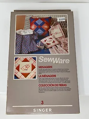 Singer SewWare #3 Cartridge 6268 Embroidery Software Menagerie Animal Designs • $19.95
