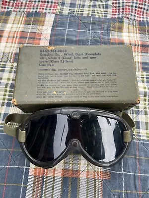 Vintage Military Motorcycle Sun Wind Dust Plastic Lens Goggles #8465-161-4068 • $35.99